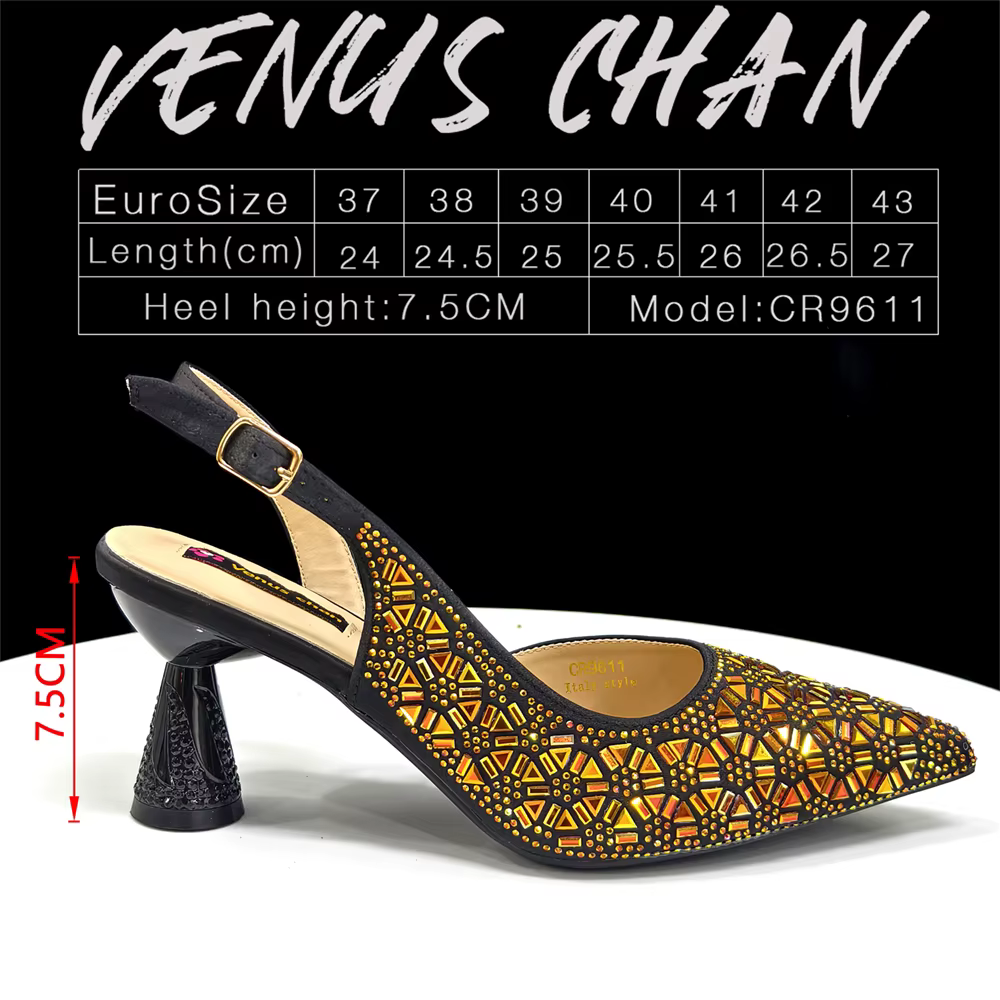 Ensemble élégant de chaussures et de sacs à talons hauts pour femmes italiennes à bout pointu noir e