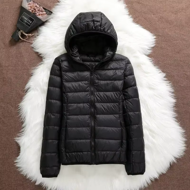 Veste bouffante légère à capuche pour femme, manteaux courts chauds en duvet de canard blanc, grande