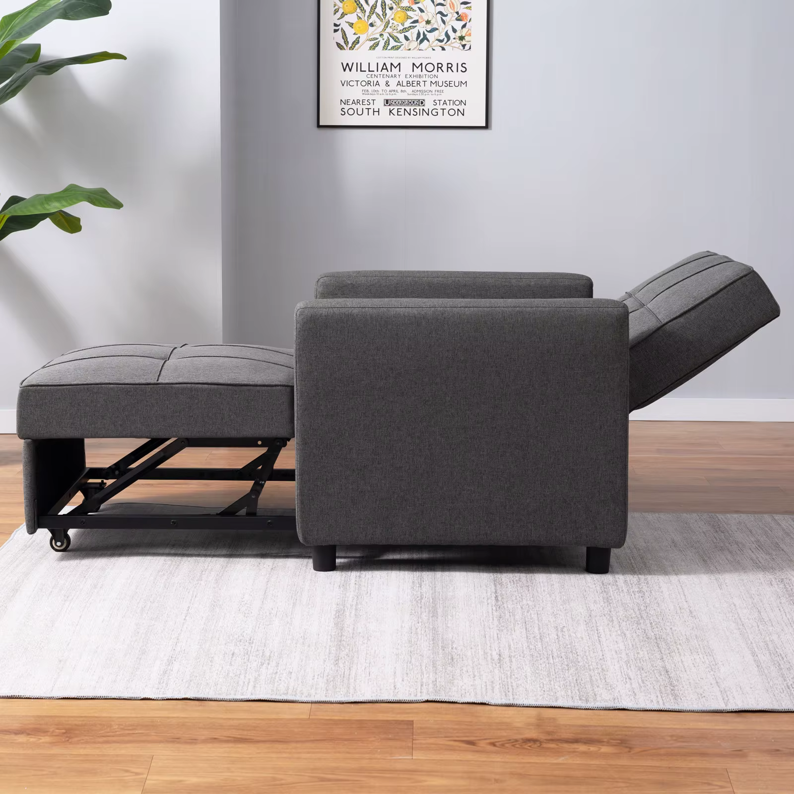 HORGgland O-Canapé-lit simple avec 3 inclinaisons réglables, fauteuil convertible, chaise longue ner