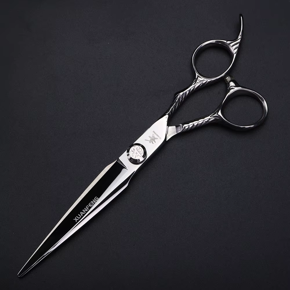 Ciseaux à cheveux XUANTENG en argent de 7 pouces, ciseaux de coiffure en acier 440C et ciseaux à eff