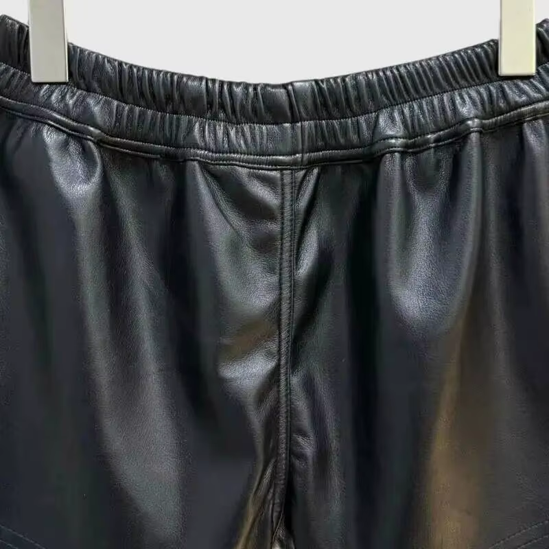 HKSH été nouvelles femmes Style foncé Shorts en cuir PU cordon taille élastique mode Punk Streetwear