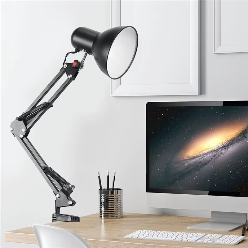 Accueil ue US prise Flexible bras oscillant pince montage lampe bureau Studio E27/E26 ampoule Table 