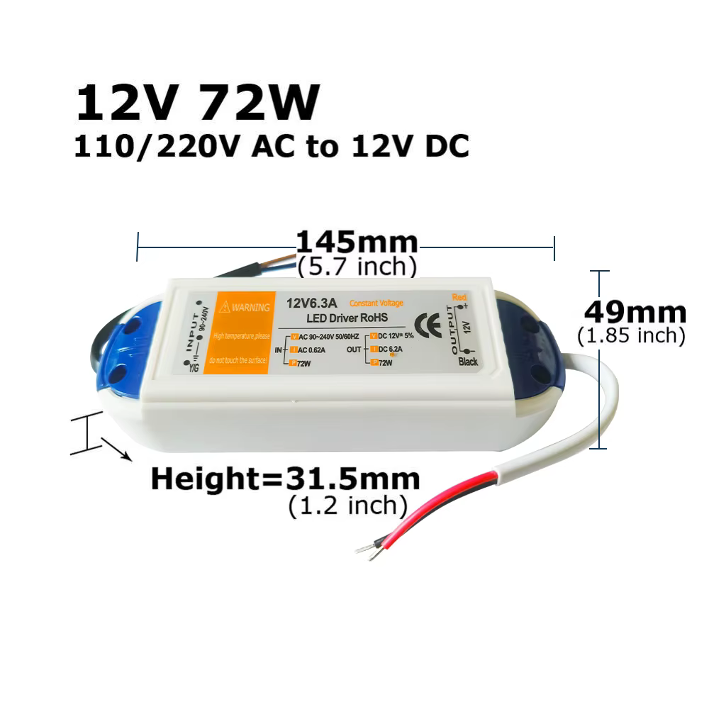 Alimentation 12 volts, pilote LED 12V, 18W 28W 48W 72W 100W AC 110V 220V à 12V DC, adaptateur de tra