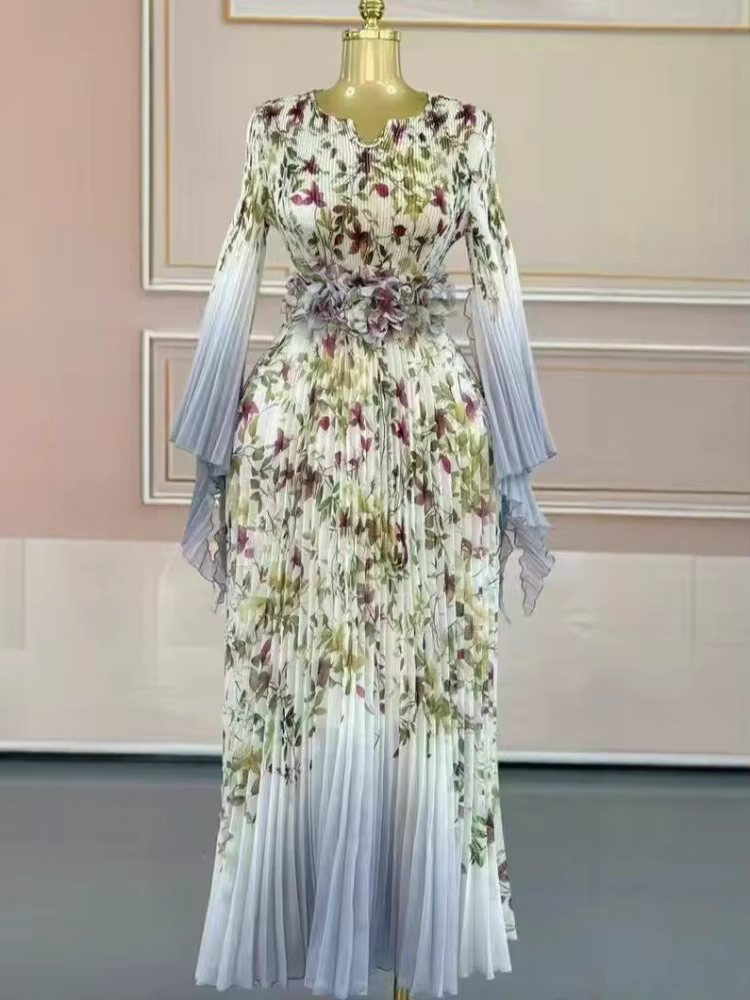Miyake 2025 robe africaine élégante robe d'automne nouveau tempérament célébrité taille mode robe lo
