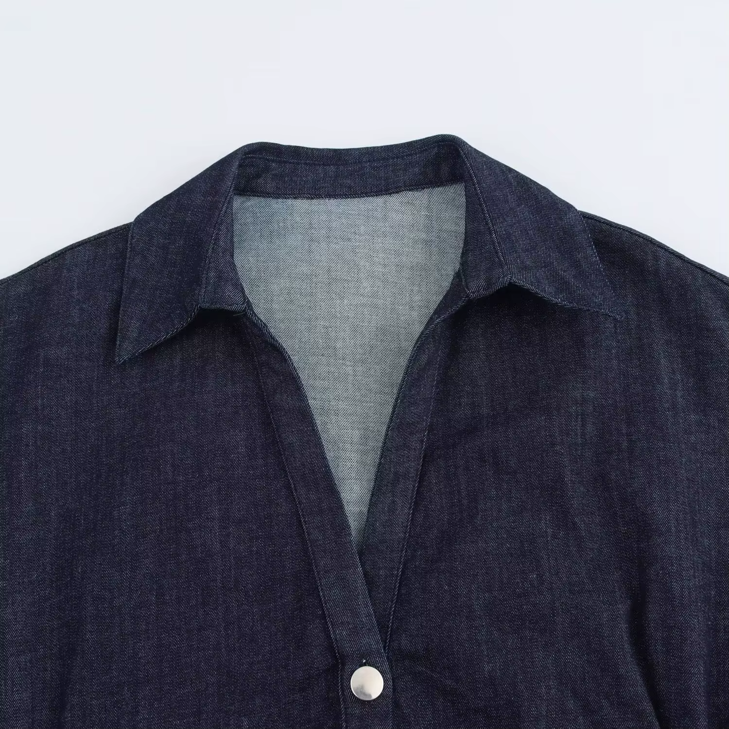 ETJ 2025 printemps nouvelle série 1975 robe MIDI en denim avec revers côté fermeture éclair mode rid