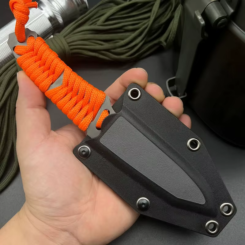 Couteau d'extérieur polyvalent, couteau de poche EDC, lame fixe avec fourreau, couteau de Camping, c