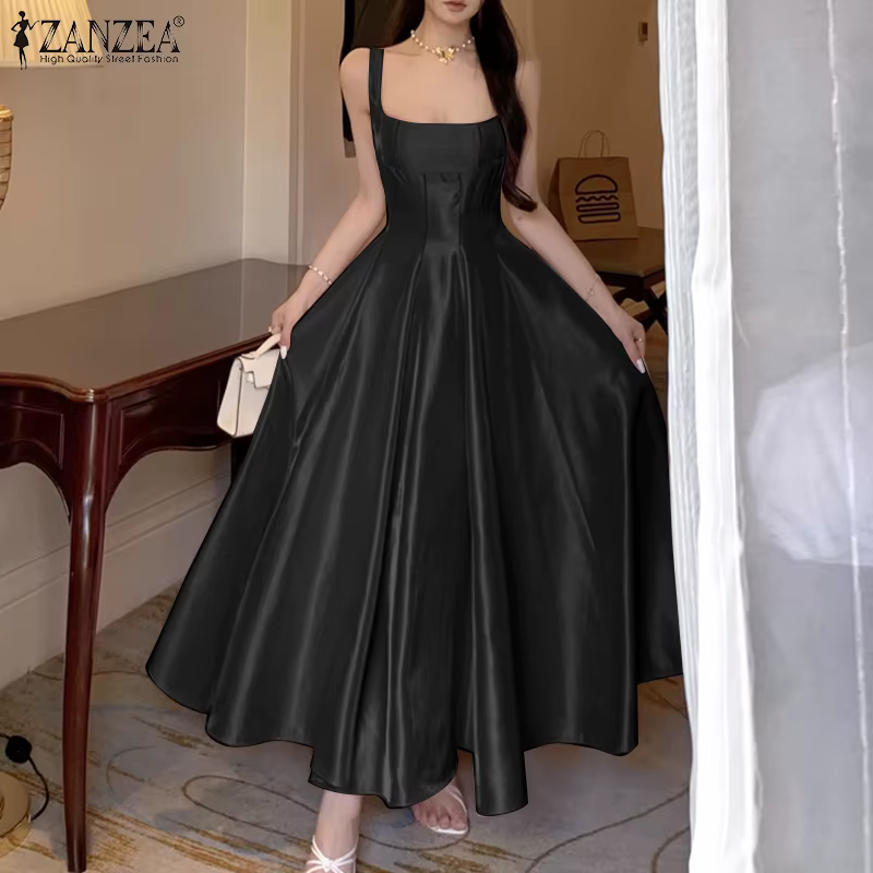 ZANZEA – robe longue élégante en Satin blanc pour femmes, robe de soirée Cocktail pour invitées de m