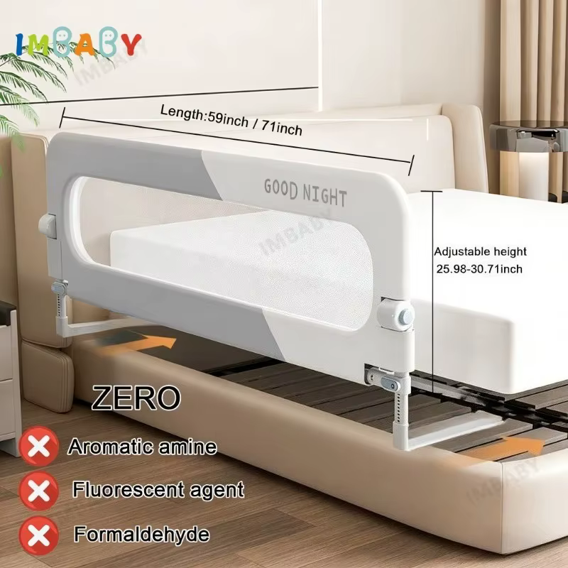 Barrière de lit en forme de L à un seul côté IMBABY | Barrière de sécurité pliable pour bébé sans