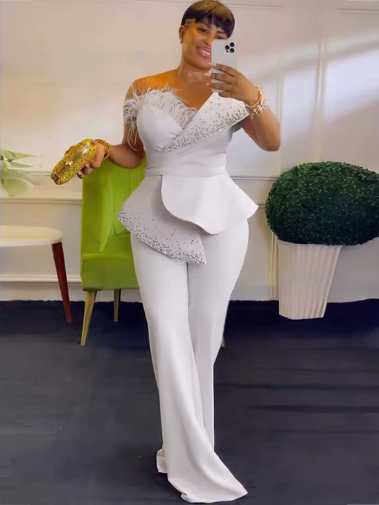 Combinaison sans bretelles taille haute, col à rivets, pour soirée et fête, haut tubulaire, élégante