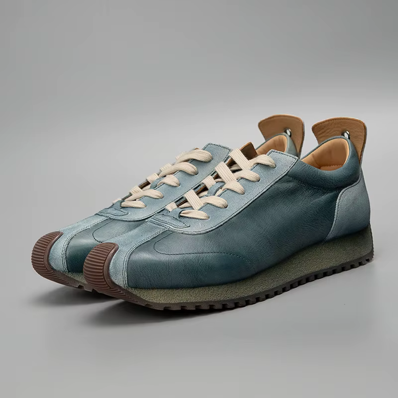 Chaussures basses à semelle épaisse, baskets en cuir de vachette premium, chaussures rétro pour homm