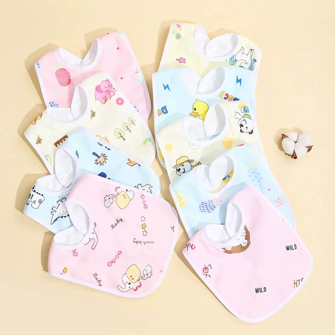 Bavoirs imperméables en coton pour bébé, 4/6/8/10 pièces, vêtements d'alimentation pour enfants, Pro