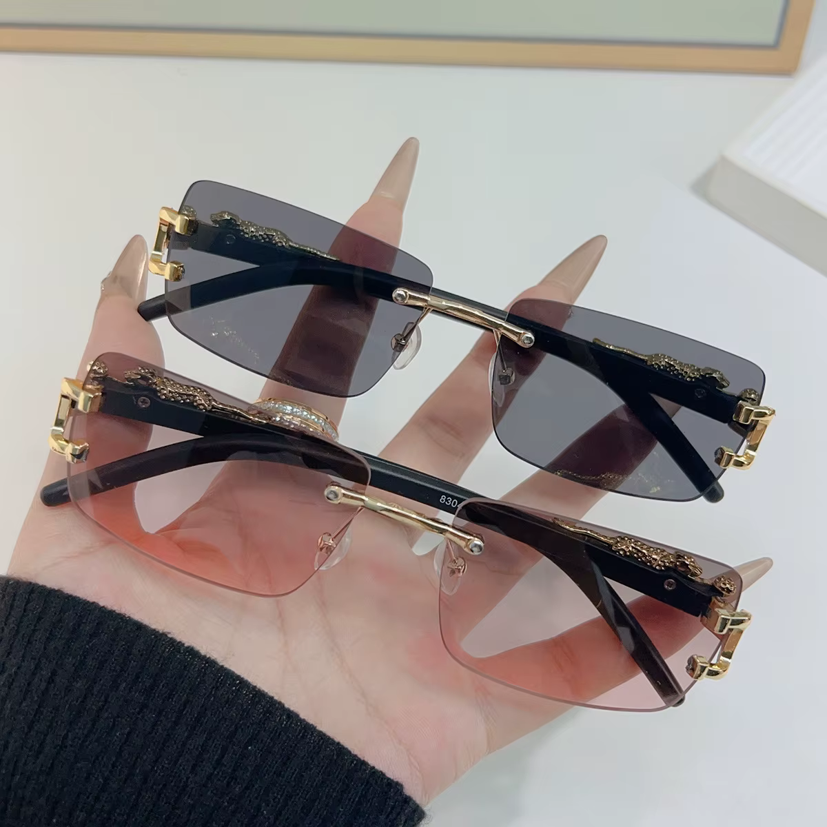 Lunettes de soleil rectangulaires personnalisées sans cadre pour femmes et hommes, 1 pièce, à la mod