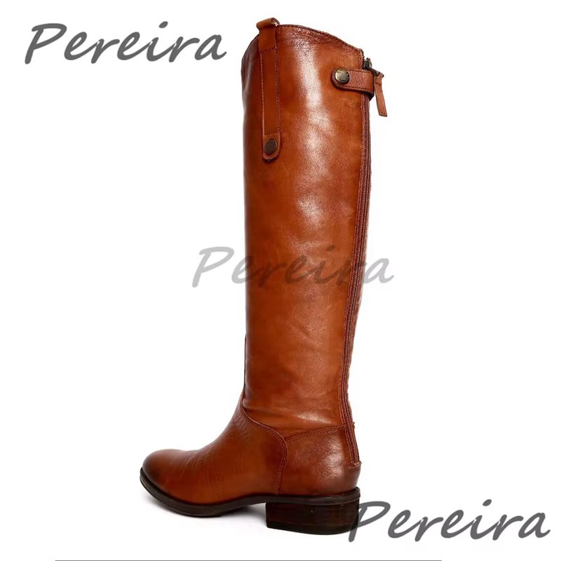 Bottes de chevalier en cuir véritable faites à la main pour hommes, bottes longues à bout pointu et 