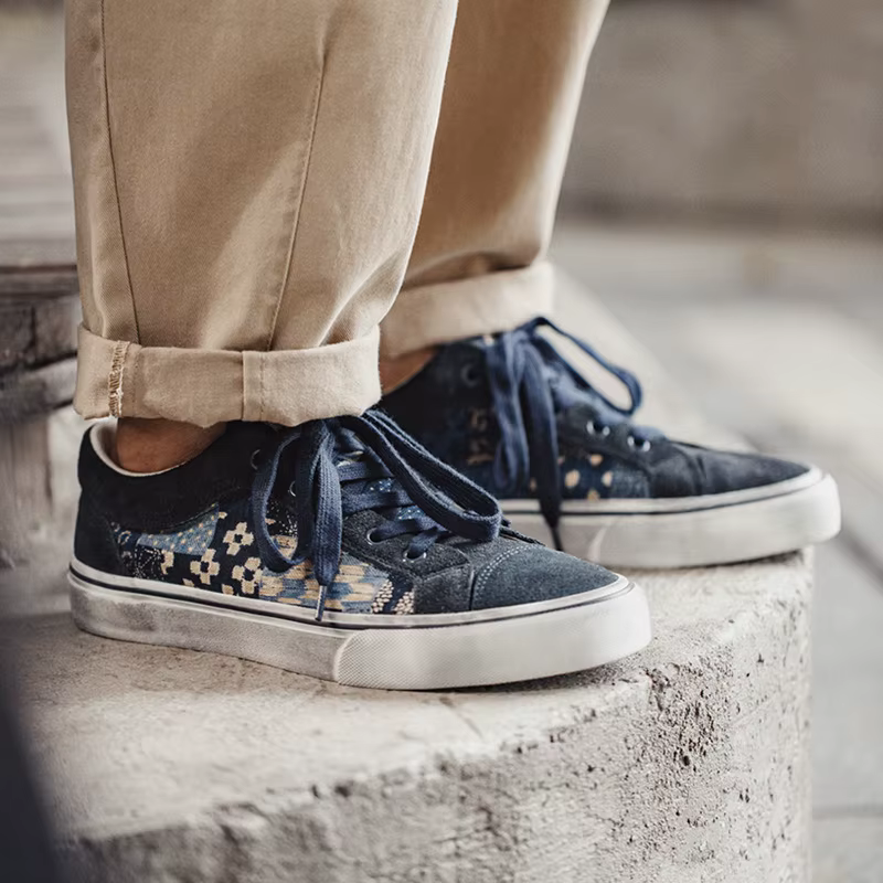Maden-Chaussures basses en toile imprimée rétro japonaise pour hommes et femmes, marque de créateur,