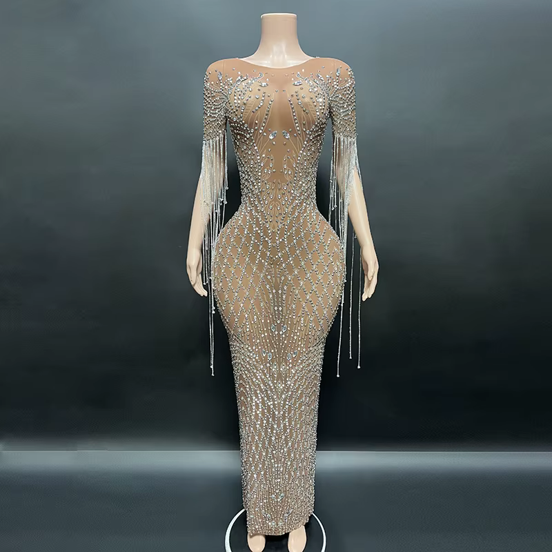 Robe de soirée sirène en cristal de luxe pour femmes, longue robe de bal Sexy, fête de mariage, anni