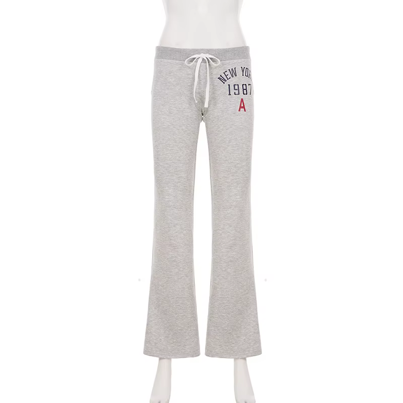 SUCHCUTE America Pantalon imprimé patchwork taille basse avec cordon de serrage, style streetwear Y2