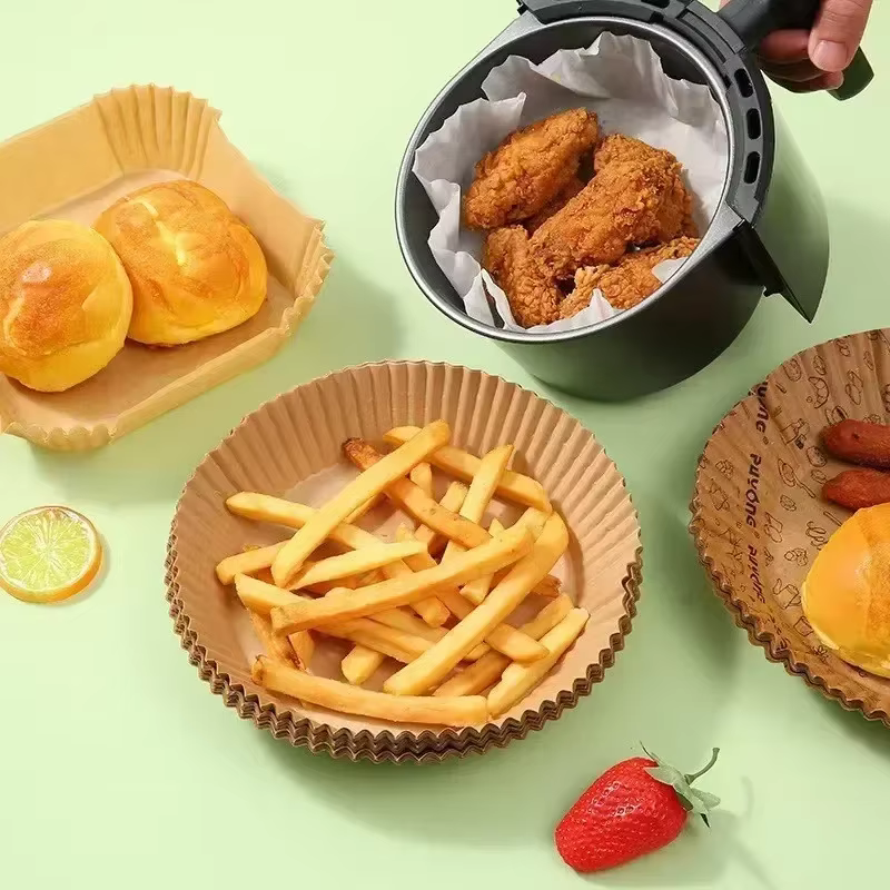 Papier jetable pour friteuse à Air, 50/100 pièces, carré et rond, plaque de cuisson pour Barbecue, t