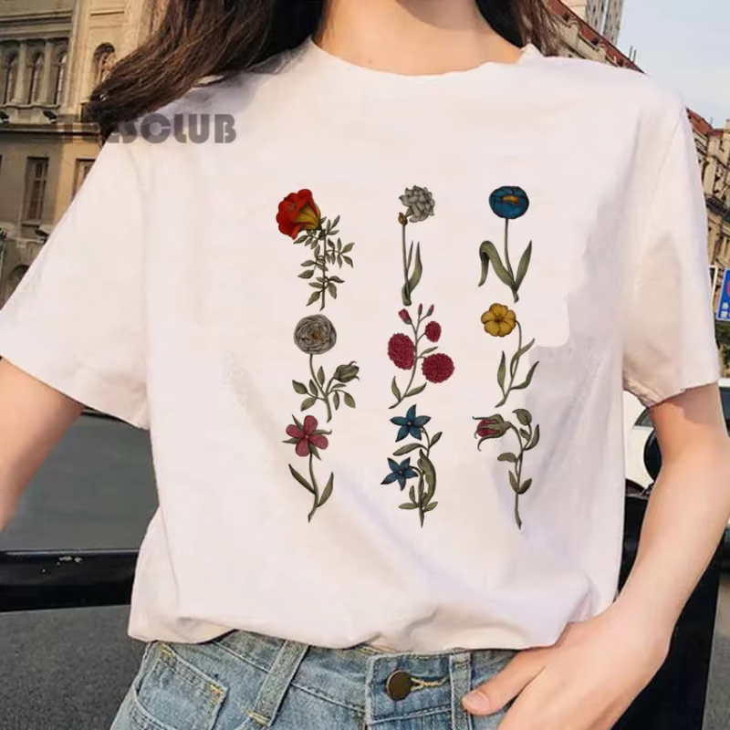 T-shirt imprimé botanique pour hommes et femmes, Économie graphiques, Plant Funy, Summer New, INS, S