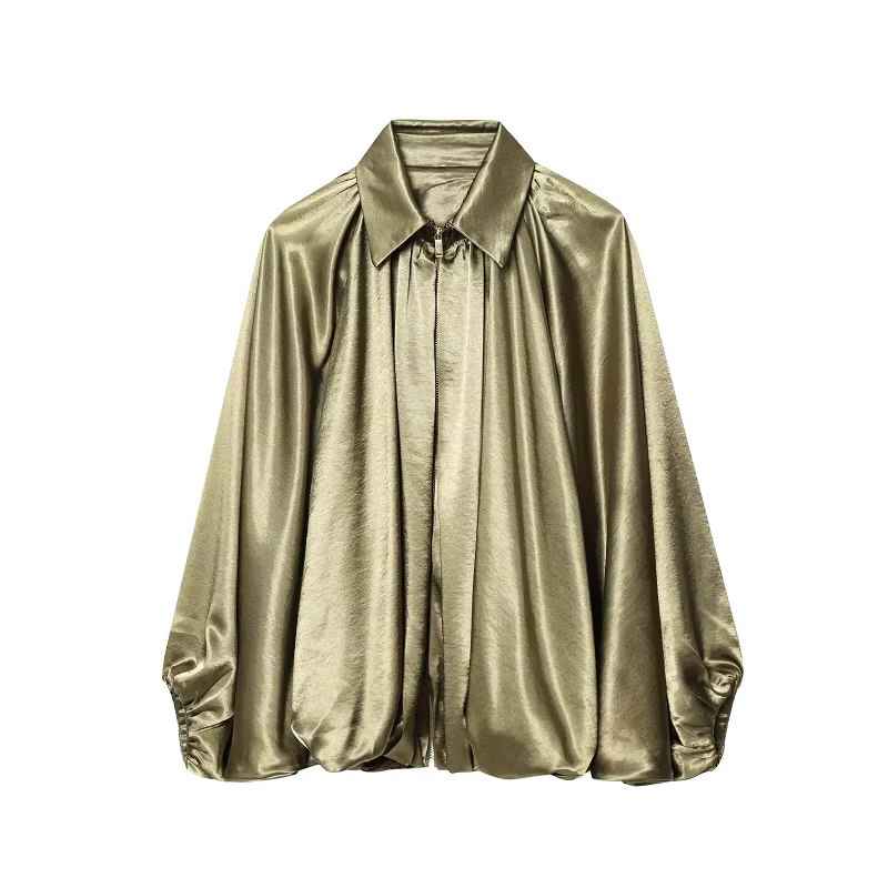 MUJER froncé Bomber vestes pour femmes gonflé surdimensionné veste femme manteaux d'été Demi-saison 
