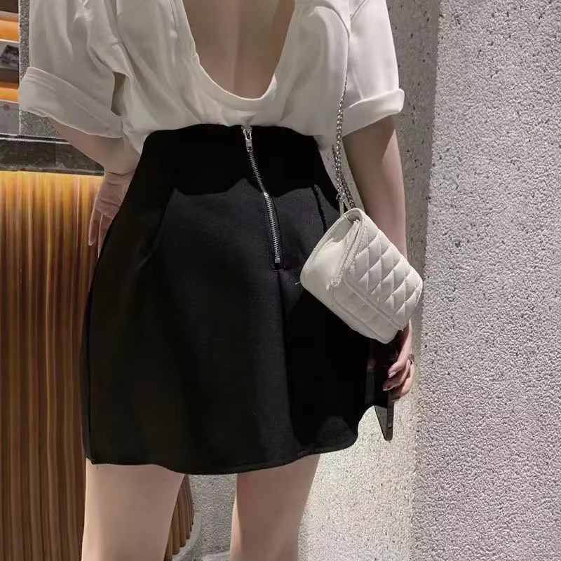 Lucyever-Jupe Courte Bouffante Noire et Blanche pour Femme, Vêtement Assressentiavec Tout, Poche Y2K