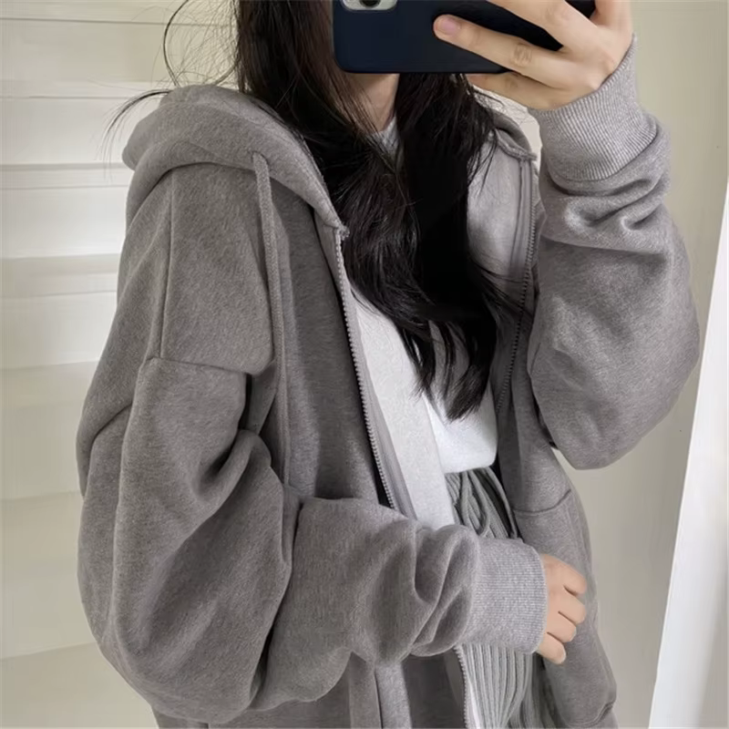 Sweat à capuche zippé à manches longues pour femmes, sweats à capuche décontractés, Streetwear Y2K, 