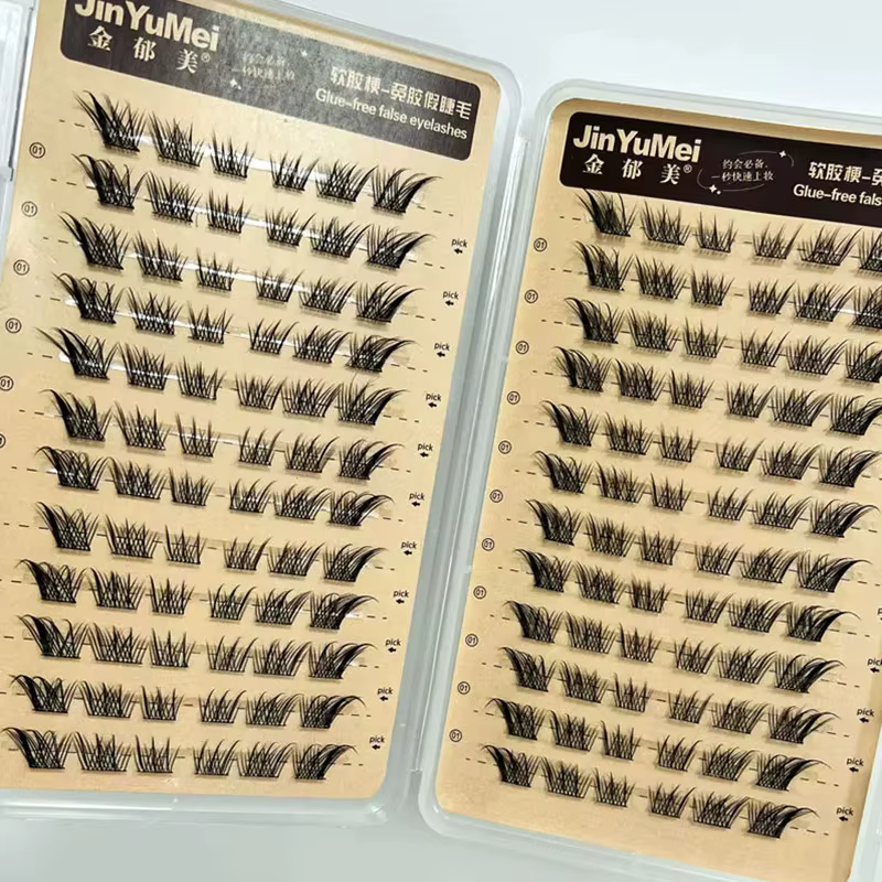 Faux-cils auto-adhésifs sans colle, réutilisables, effet œil de renard moelleux, épais, longs, segme