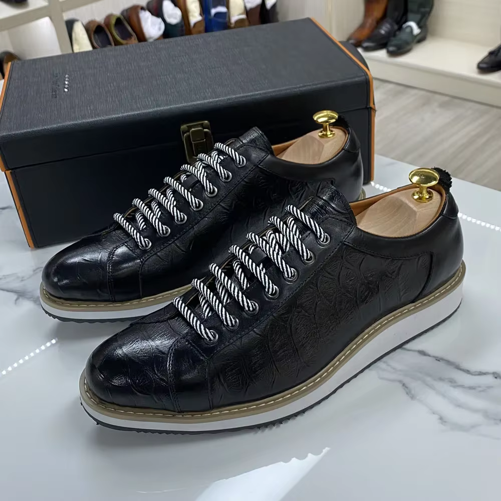 Classique hommes chaussures décontractées en cuir véritable à lacets mode baskets marque de luxe All