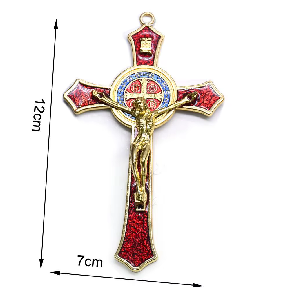 Pendentif Saint Benoît doré, croix de Jésus Christ, religion, prière, fournitures de décoration, 12x