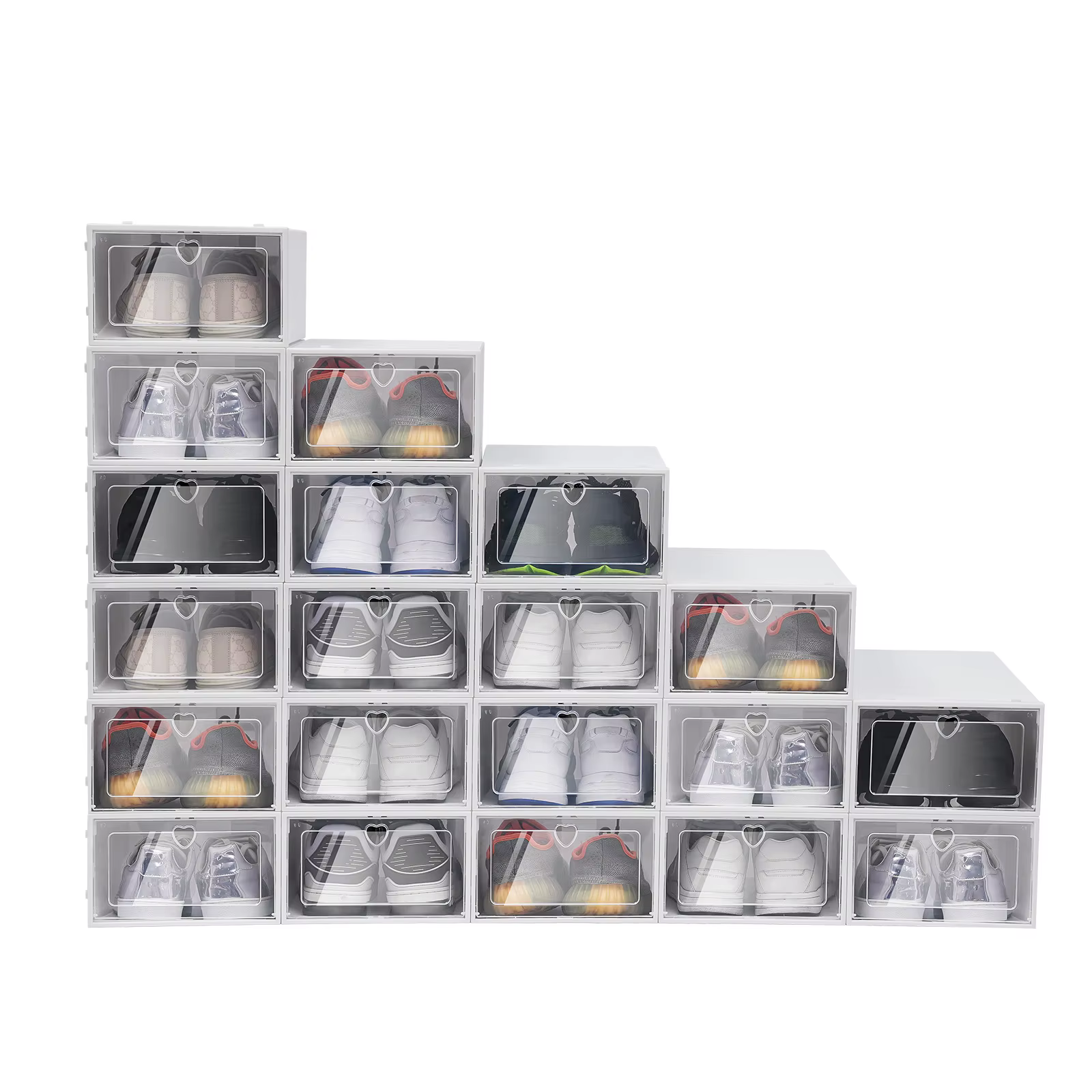 Boîtes à chaussures pliables, organisateurs de chaussures en plastique, étuis de rangement empilable
