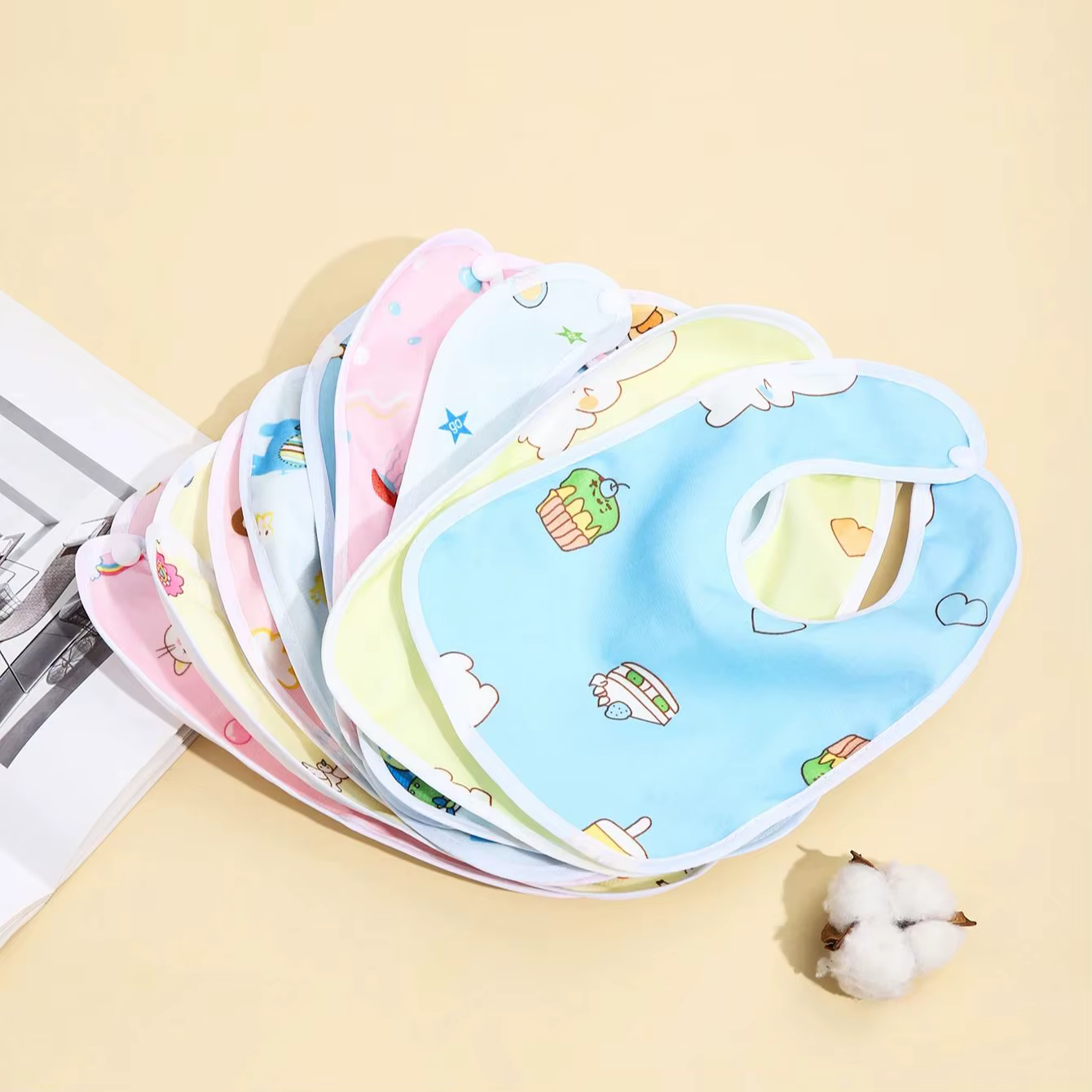 Bavoirs imperméables en coton pour bébé, 4/6/8/10 pièces, vêtements d'alimentation pour enfants, Pro