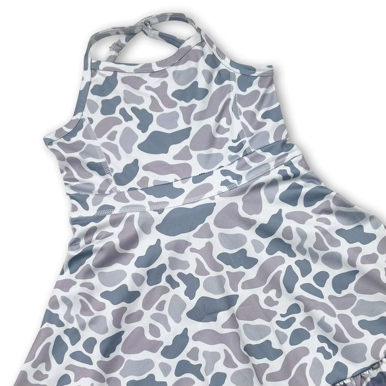 Robes pour bébés filles, 6 couleurs, style camouflage, à bretelles, avec volants, longueur genou, po