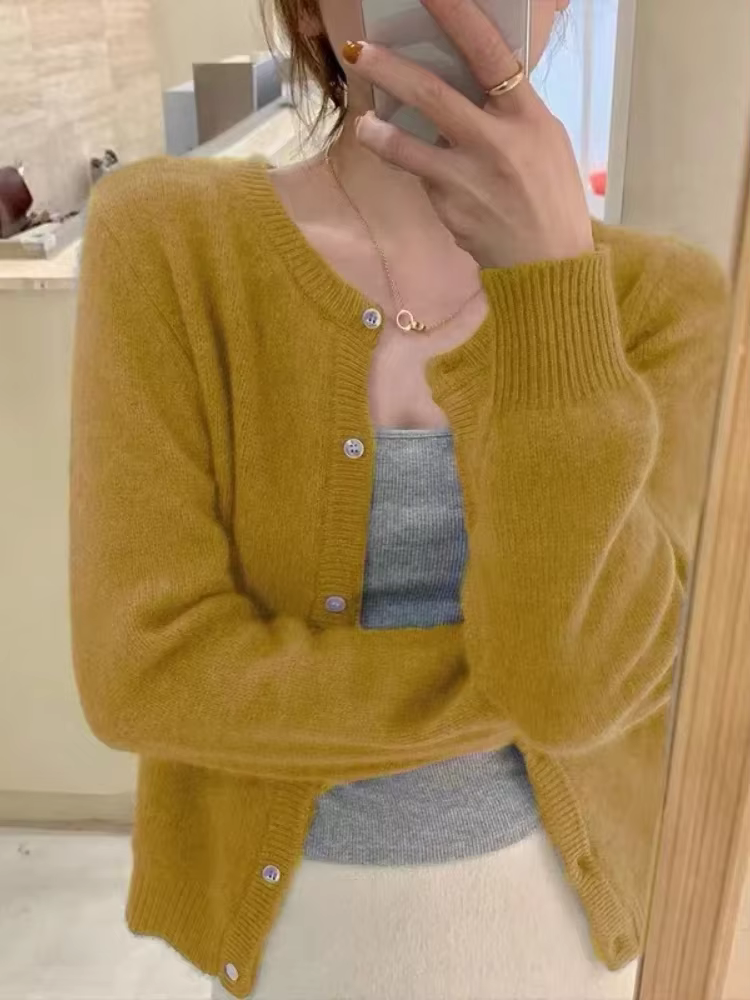 Cardigan tricoté à manches longues pour femme, haut Vintage Y2k, coréen, mode automne-hiver, col ron