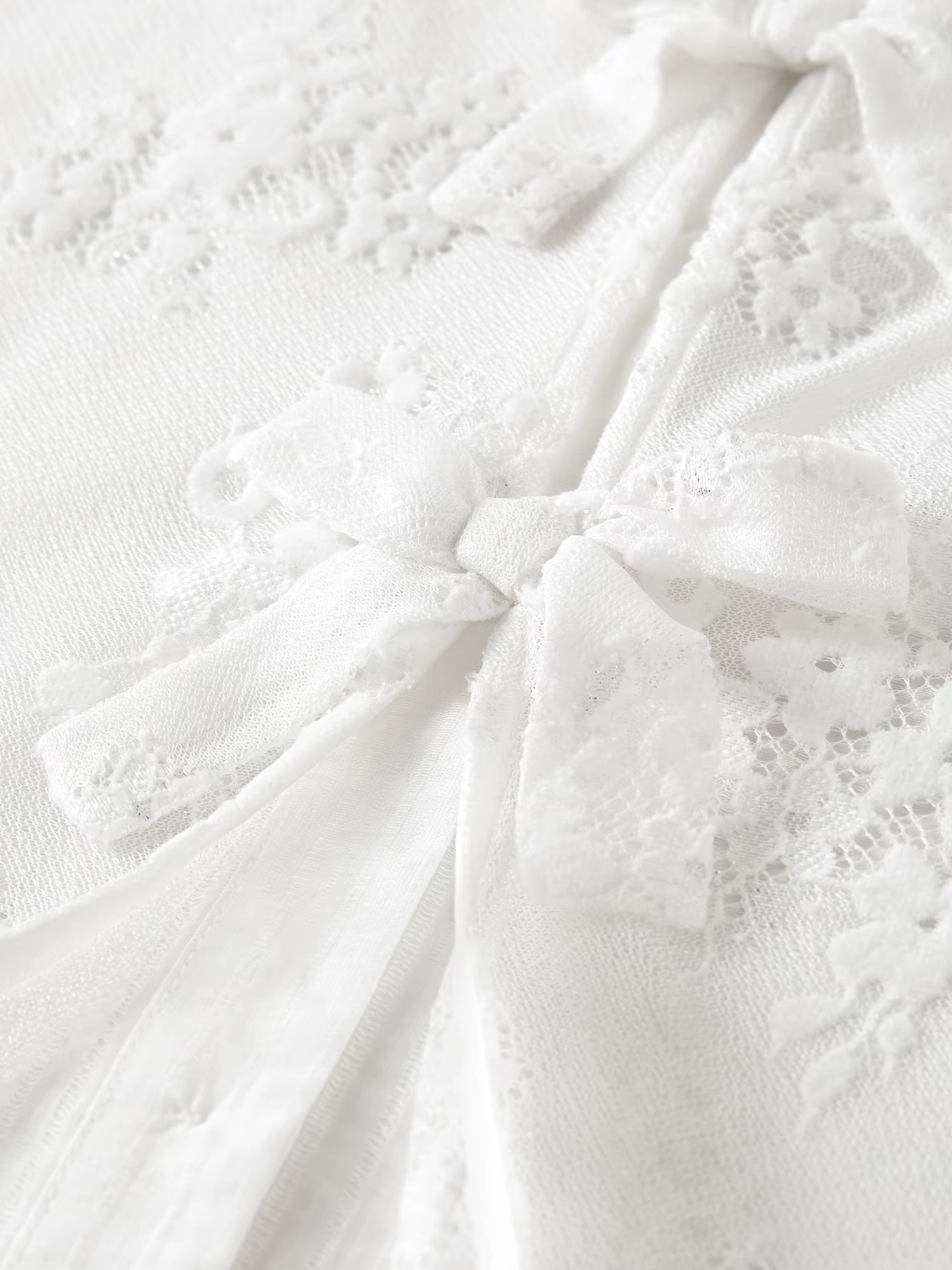 Chemisier blanc à nœud et dentelle pour femme FSLE 2026, col en V, manches courtes, chemise de créat