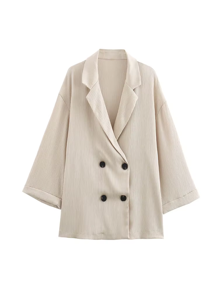 Ensemble manteau et pantalon pour femmes, Blazer décontracté, manches longues, Double boutonnage + p