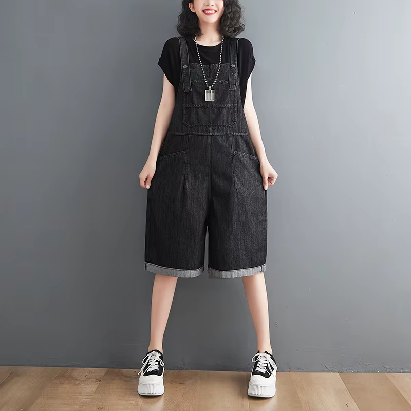 Printemps été Jean combinaisons courtes femmes décontracté Streetwear ample jambe large Shorts Denim