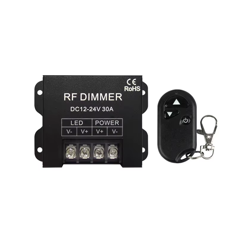 Contrôleur de variateur LED 30A 12-24V avec télécommande sans fil RF à 3 touches, gradation continue