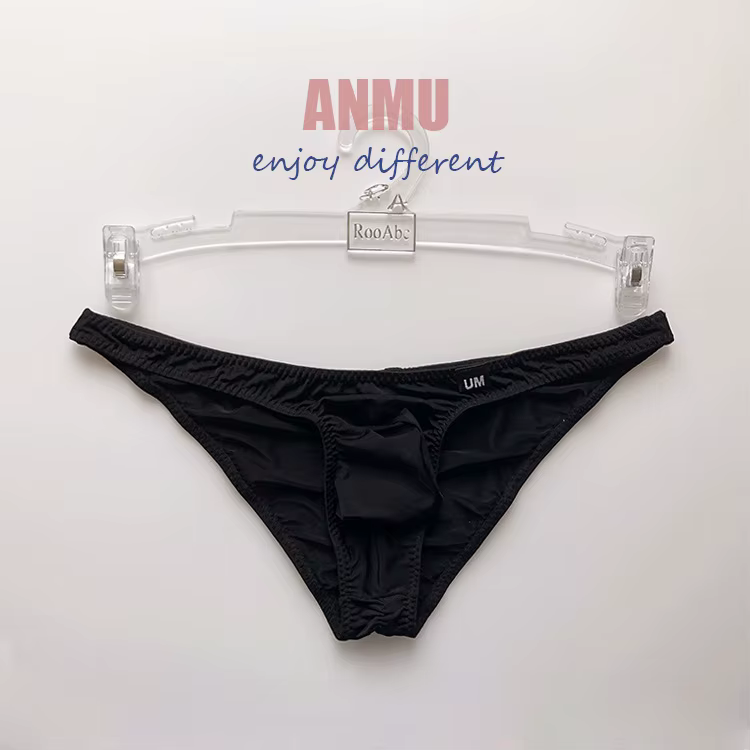 Culottes Sissy sexy pour hommes, sous-vêtements froncés à poche convexe, slips lisses, bikini mascul