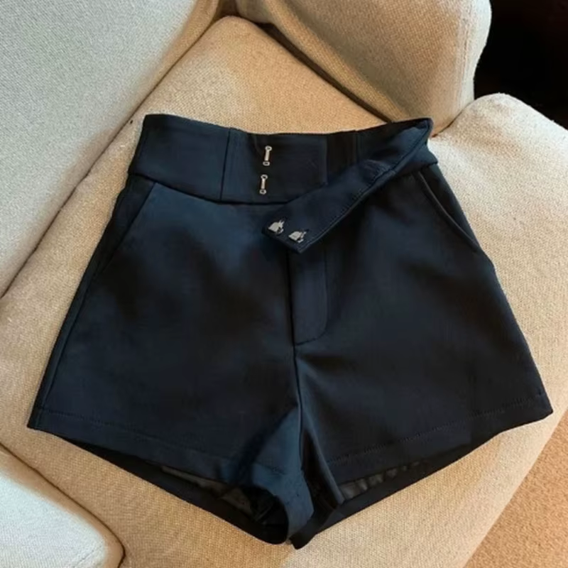 Femmes Shorts Mooyufon noir Shorts femmes Harajuku élégance taille haute Shorts une ligne mince déco