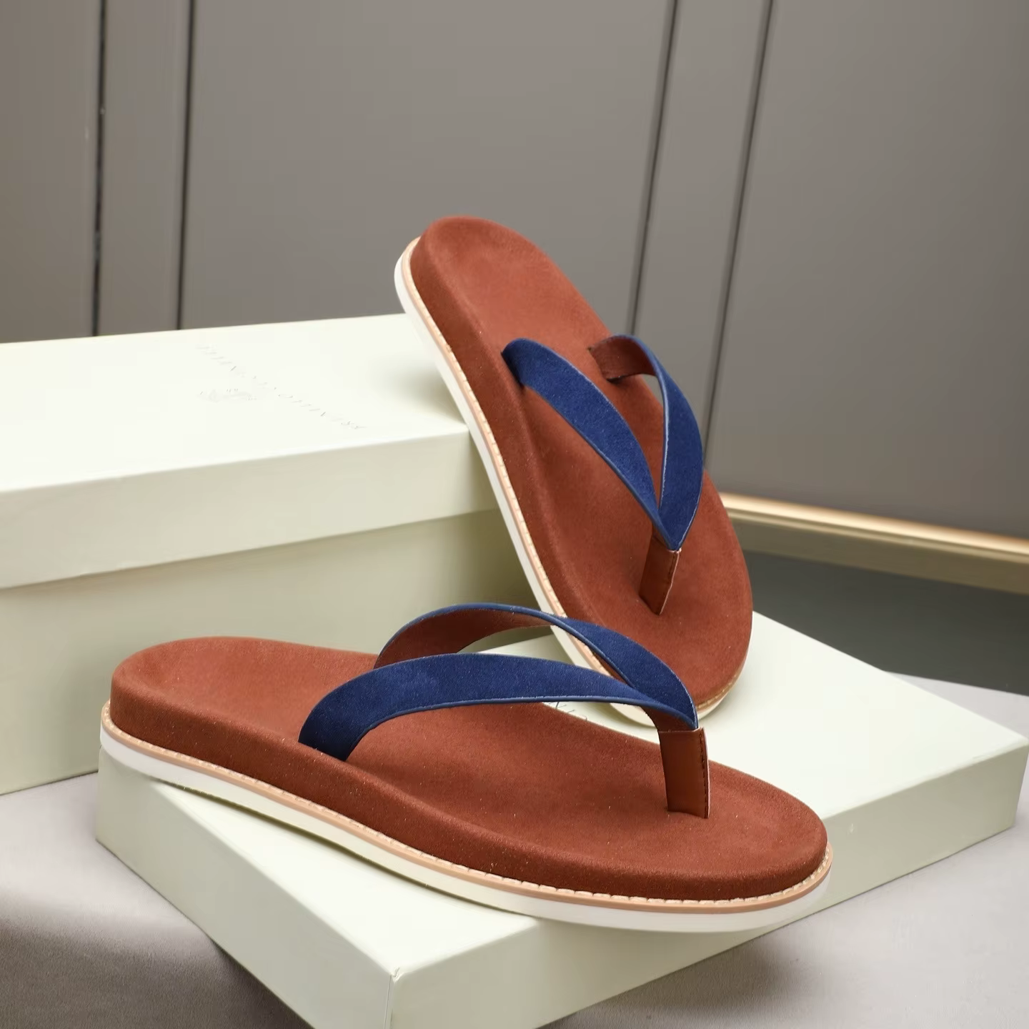 Chaussures pour hommes de marque de luxe, pantoufles en cuir faites à la main, chaussures de plage e