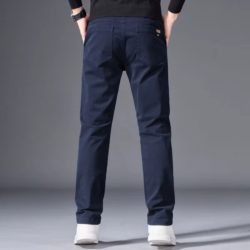Pantalon en coton pour homme, coupe droite classique, élastique, couleur unie, décontracté, pour aff