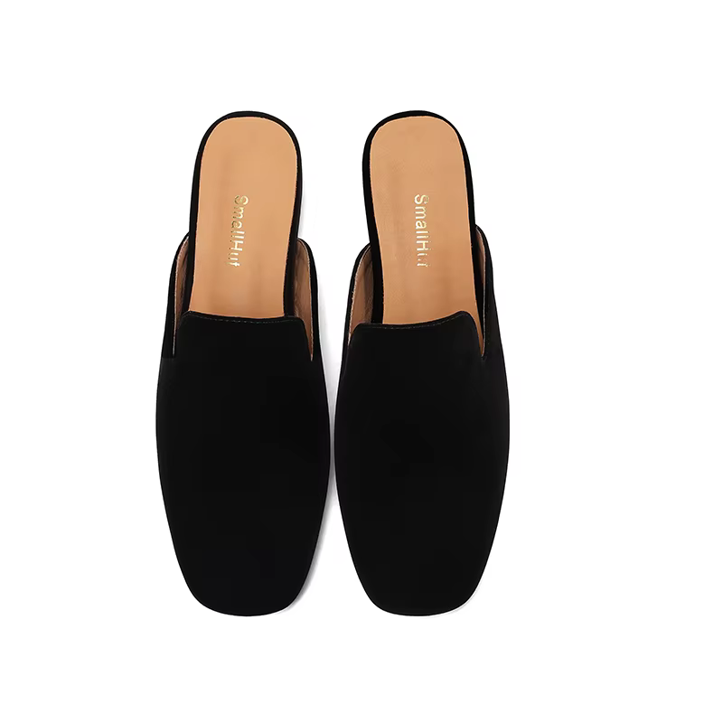 SmallHut Nouvelle Tendance 2026 Mules d'été pour femmes en tissu floqué, mode, noires et rouges, à t