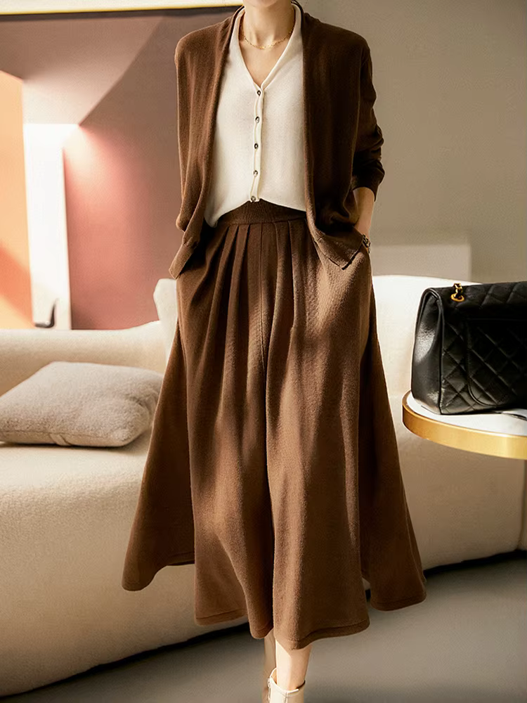 BirdTree-2024 femme nouveau dans les ensembles assortis, 32.4% laine de mouton, faux cardigan 2 pièc