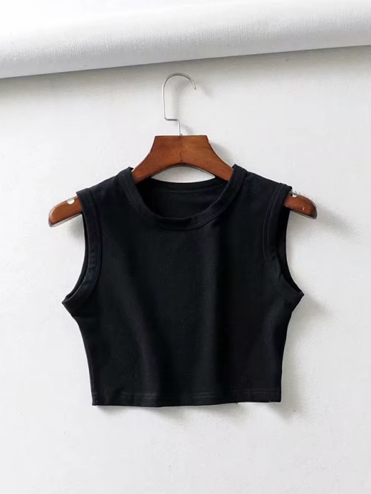 Top court sans manches pour femmes, vintage, blanc, motard, noir, punk, sexy, débardeur, coréen, str