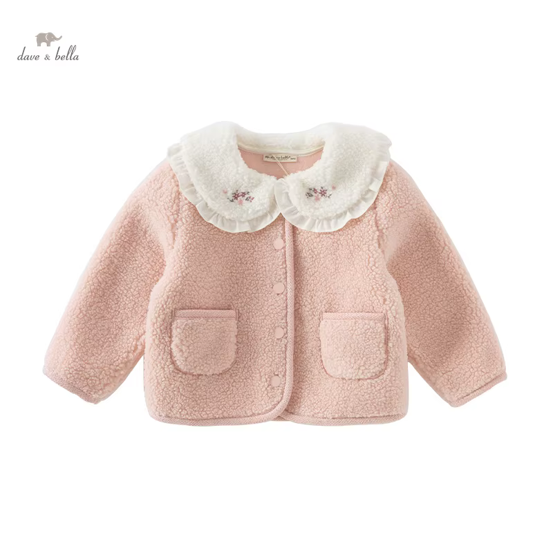Dave Bella enfants filles bébé hauts vêtements d'extérieur 2024 nouveau automne hiver doux mignon en