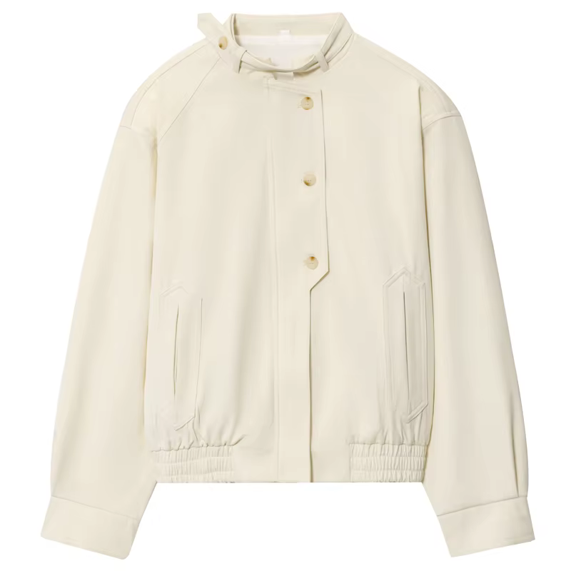 HXAO 2025 femmes Bomber veste automne hiver bouton surdimensionné vêtements d'extérieur Beige à manc