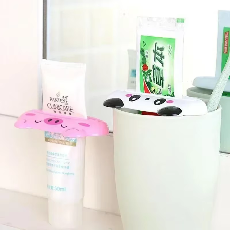 Distributeur de dentifrice roulant, mignon, dessin animé, Clips de nettoyage du visage, porte-dentif