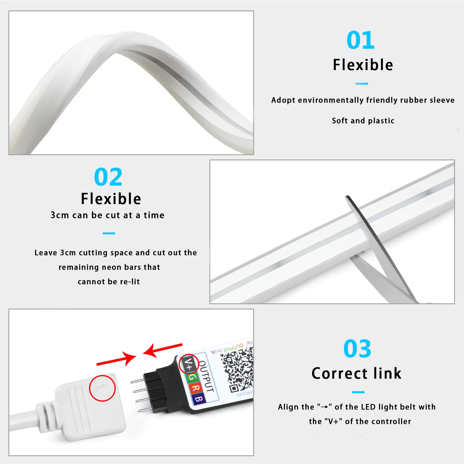 Bande Néon LED RGB USB DC5V, 1/2/3/4/5m, Étanche IP65, Application Bluetooth et Télécommande pour Éc