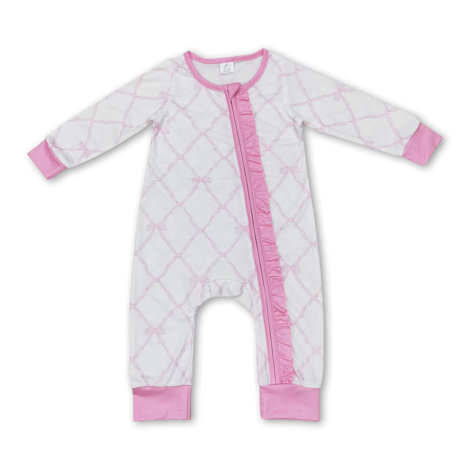 Combinaisons pour bébés filles en bambou avec nœuds roses, ensembles de vêtements de nuit en bambou 