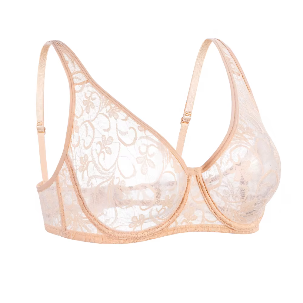 Soutiens-gorge en dentelle évidés pour femmes, soutien-gorge à armatures, sous-vêtements en maille b