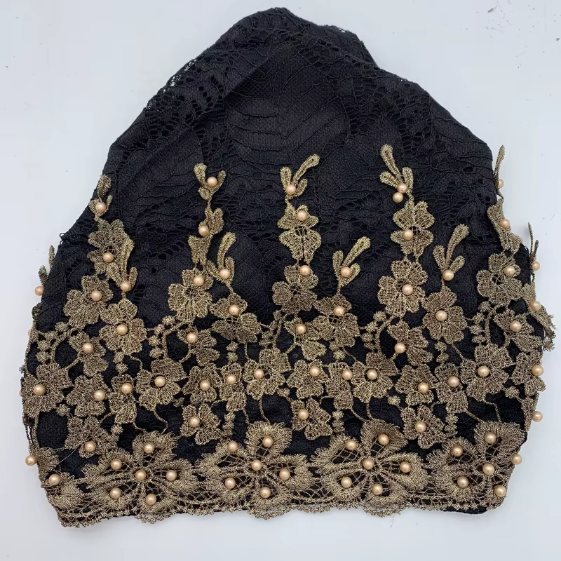 Turban à perles pour femmes, broderie, mode, couvre-chef musulman, Bonnets, chapeau de chimiothérapi